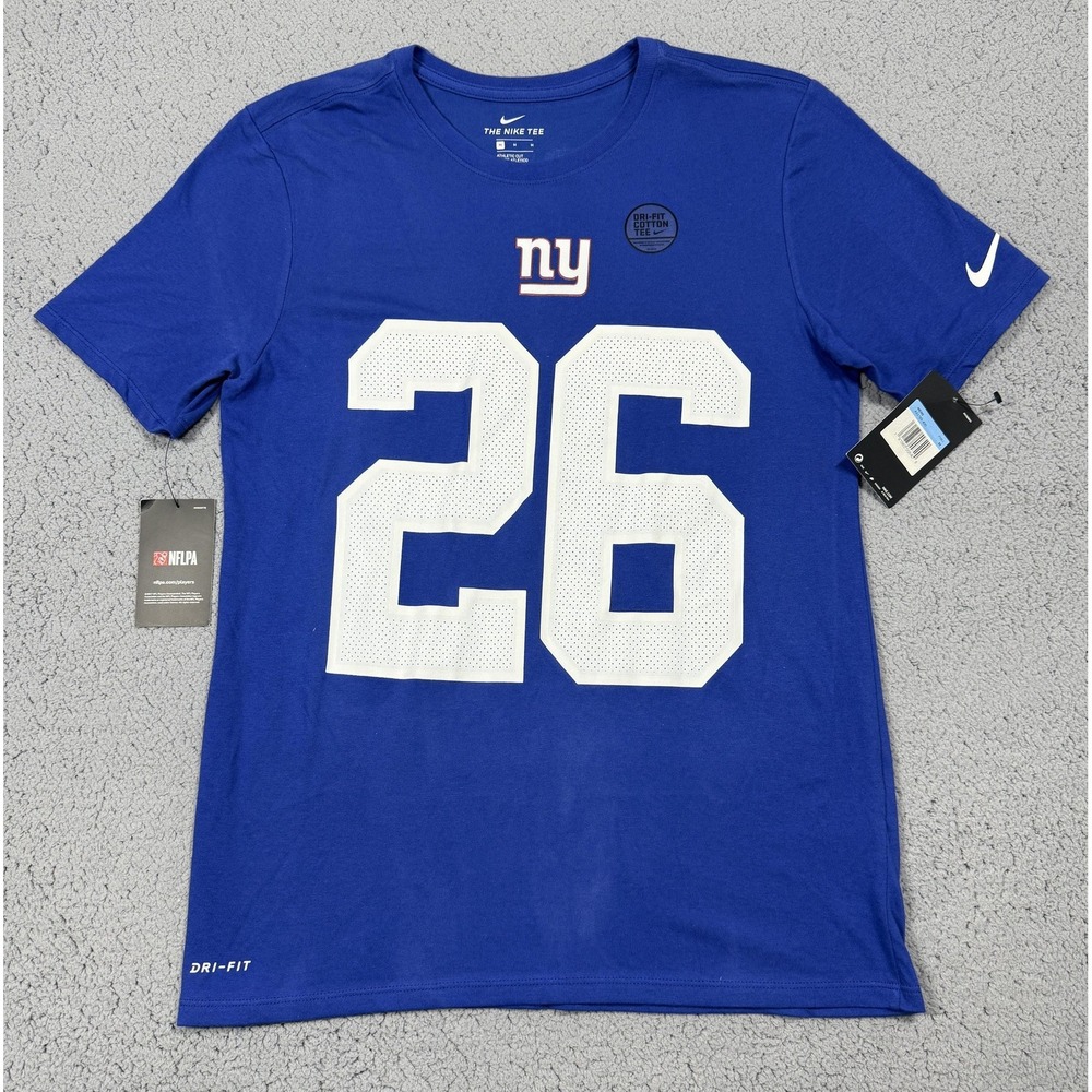 NWT Saquon Barkley New York Giants Shirt‎ Mens Medium Blue NFL Football Nike 26
